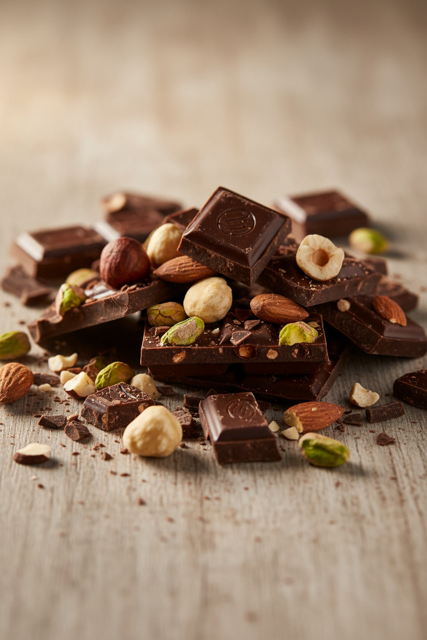 Crunchy Nish Bars — Ghana Cacao Base, Cashew, Hazelnut, Pistachio